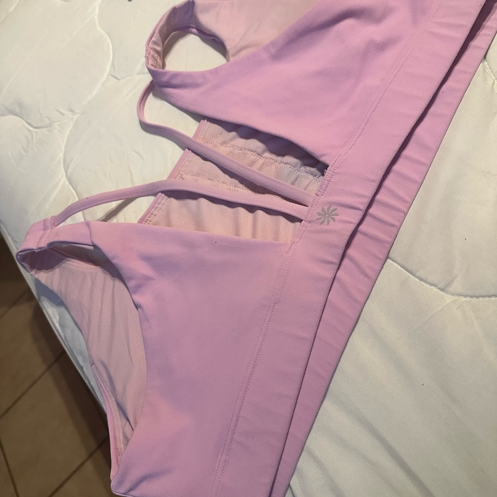 2x Athleta Pink sports bra with matching set!